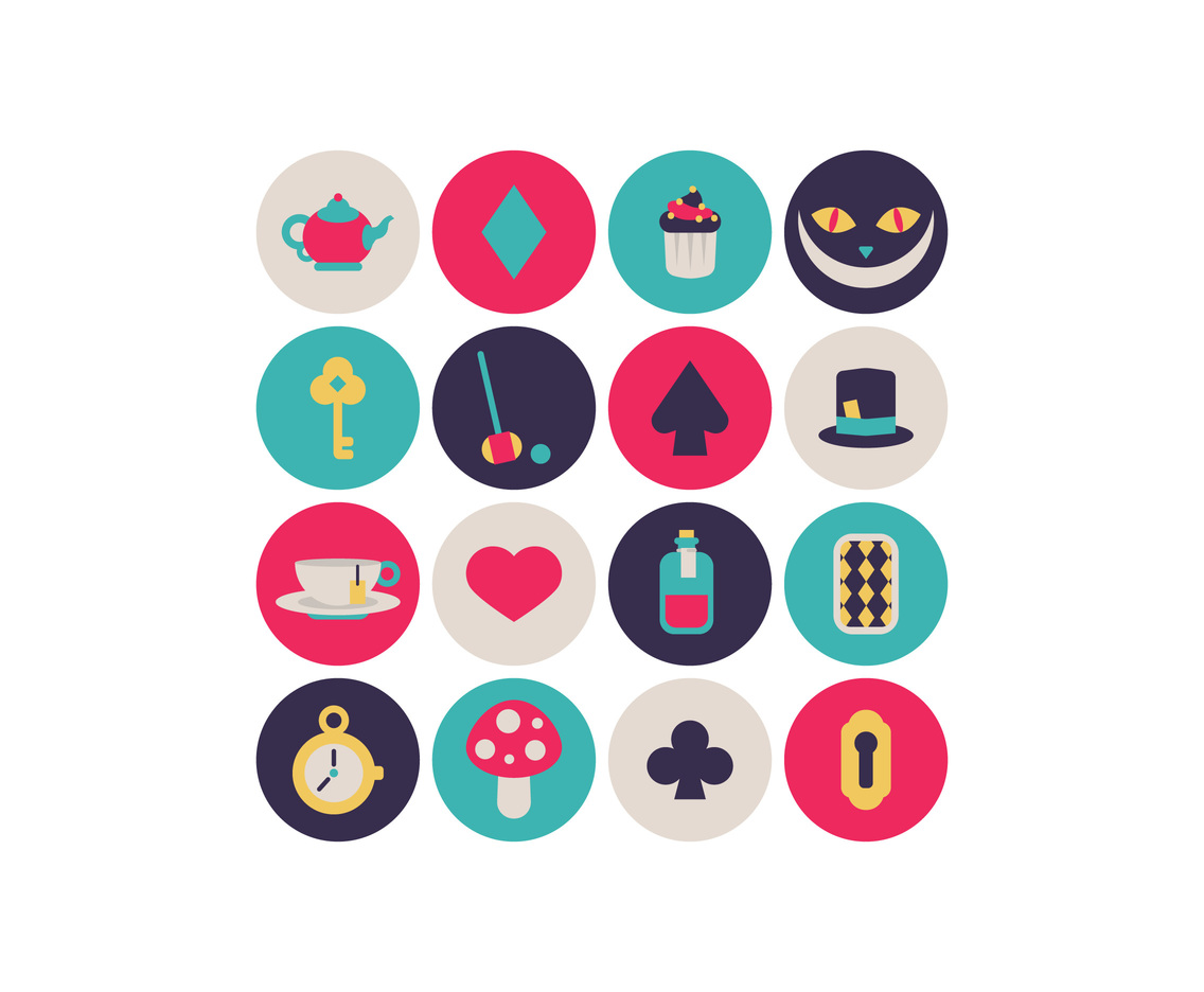 1136x936 Alice In Wonderland Little Icons Vector Art Graphics