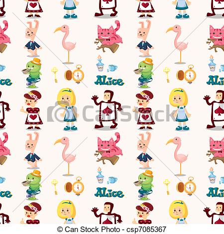 450x470 Seamless Alice In Wonderland Pattern