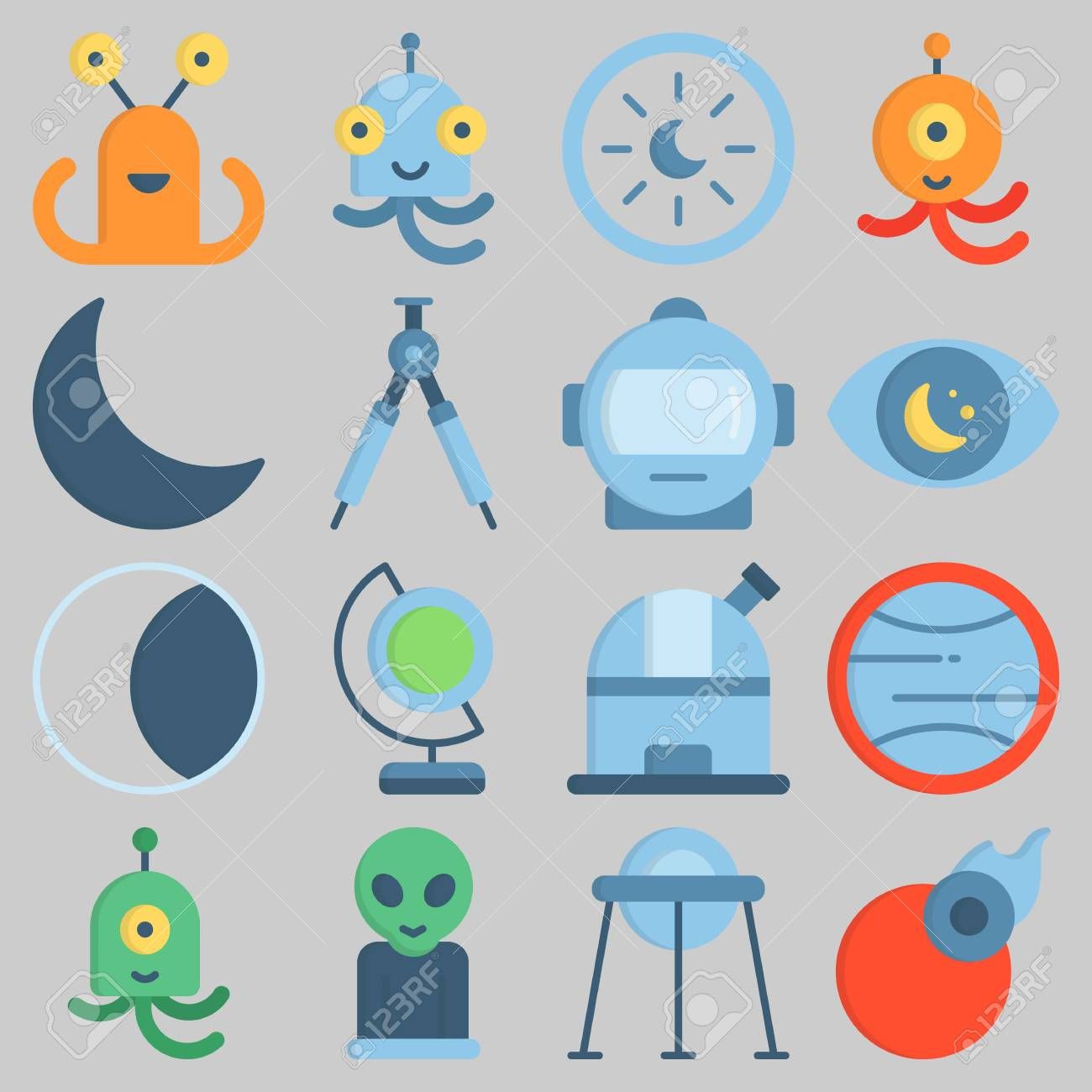 1300x1300 Icon Set About Universe With Keywords Uran, Observation, Alien