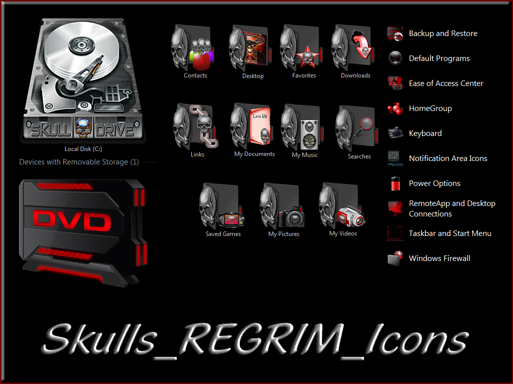 1025x768 Skulls Regrim Icon Pack