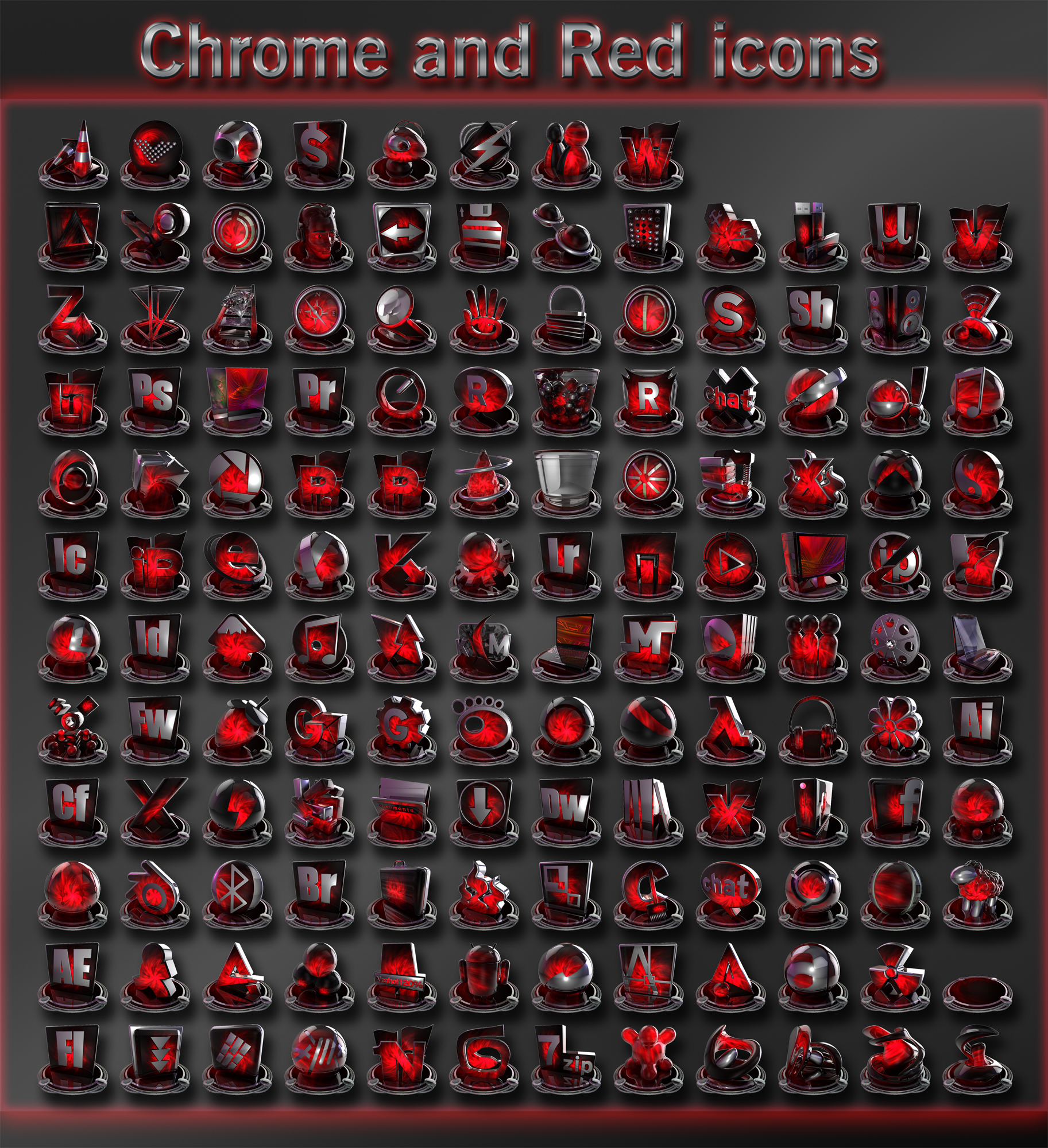 1825x2000 Chrome And Red Icons