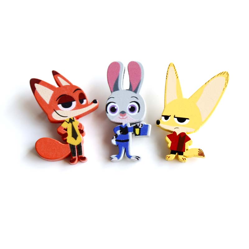 800x800 Nengdou Fox And Rabbit Icon Anime Badges Cartoon Pin Wooden
