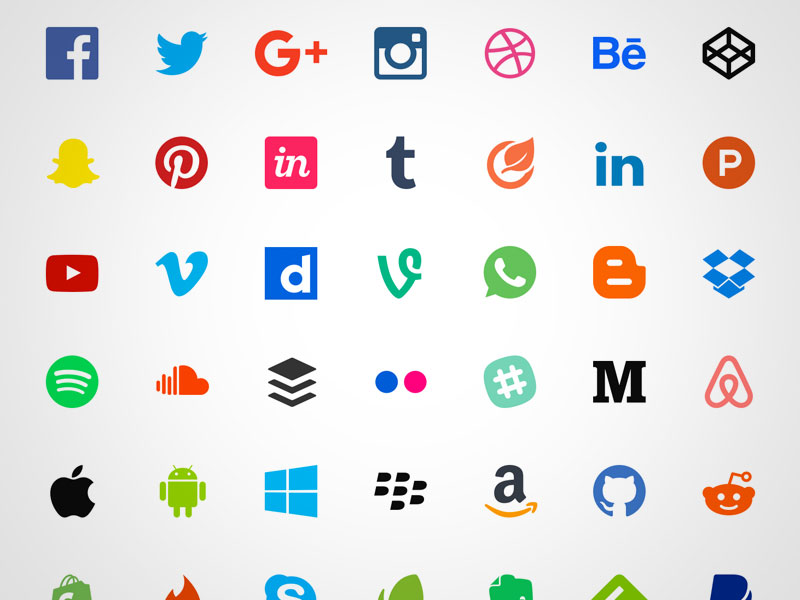 800x600 Free Flat Social Icons Sketch Freebie