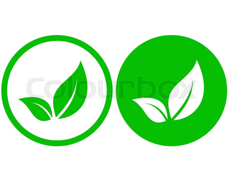 800x618 Round Natural Icon With Green Leaf Stock Vector Colourbox