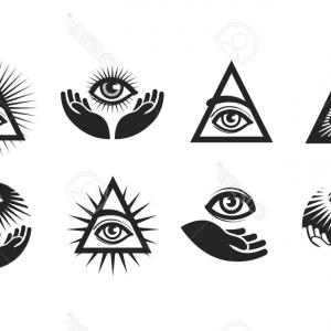300x300 Photostock Vector All Seeing Eye Icons Set Illuminati Symbol