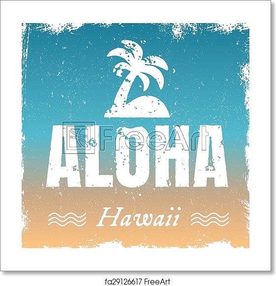 561x581 Free Art Print Of Vector Aloha With Hot Beach Colors, Retro
