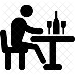 256x256 Drinking Alone Icon Of Glyph Style