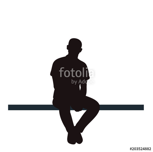 500x499 Isolated, Icon Silhouette Man Sitting Alone Stock Image