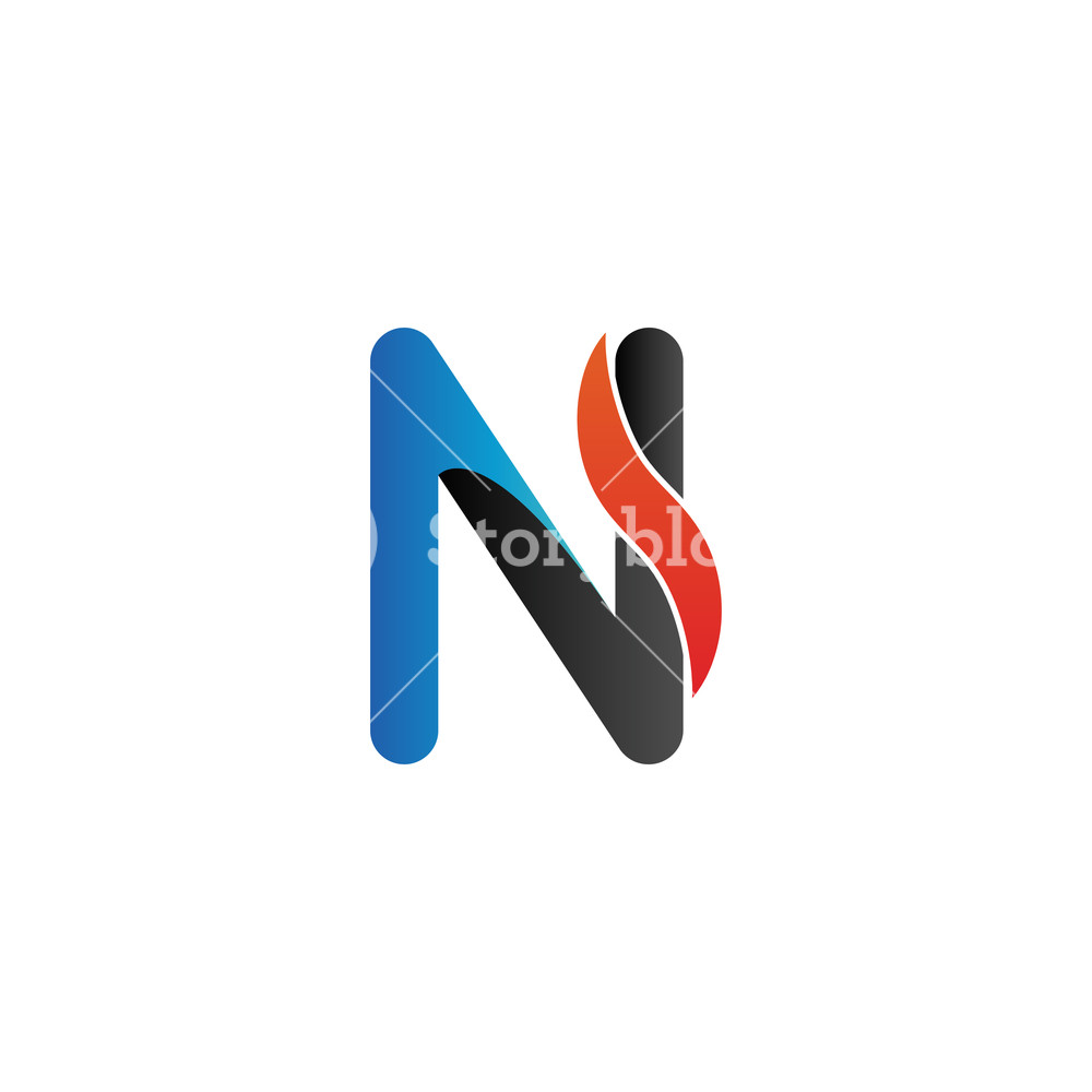 1000x1000 Alphabet Letter N Initial Letter With Orange Wave Logo Icon