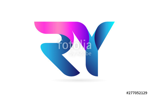 500x323 Pink Blue Alphabet Letter Ry R Y Combination Logo Icon Design