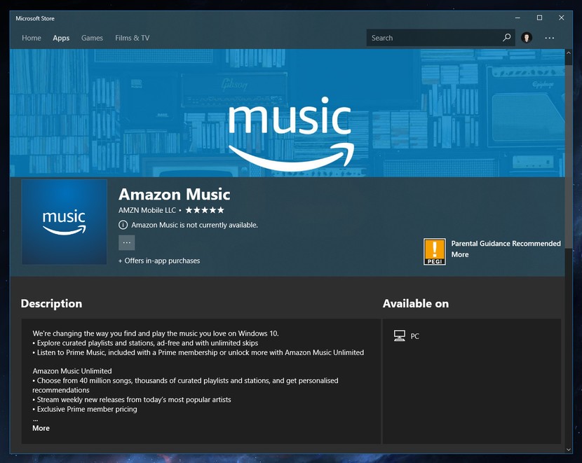 830x661 Amazon Music Shows Up In The Microsoft Store On Windows