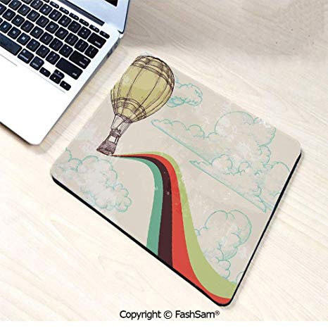 466x466 Personalized Mouse Pad Hot Air Balloon In Rainbow