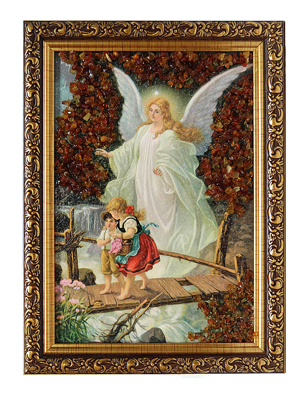 617x800 Catholic Icon Decorated With Natural Amber Russian Jewelry Rose