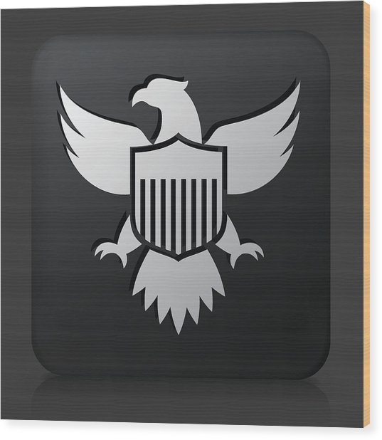 537x618 Black Square Button With American Eagle And Shield Icon