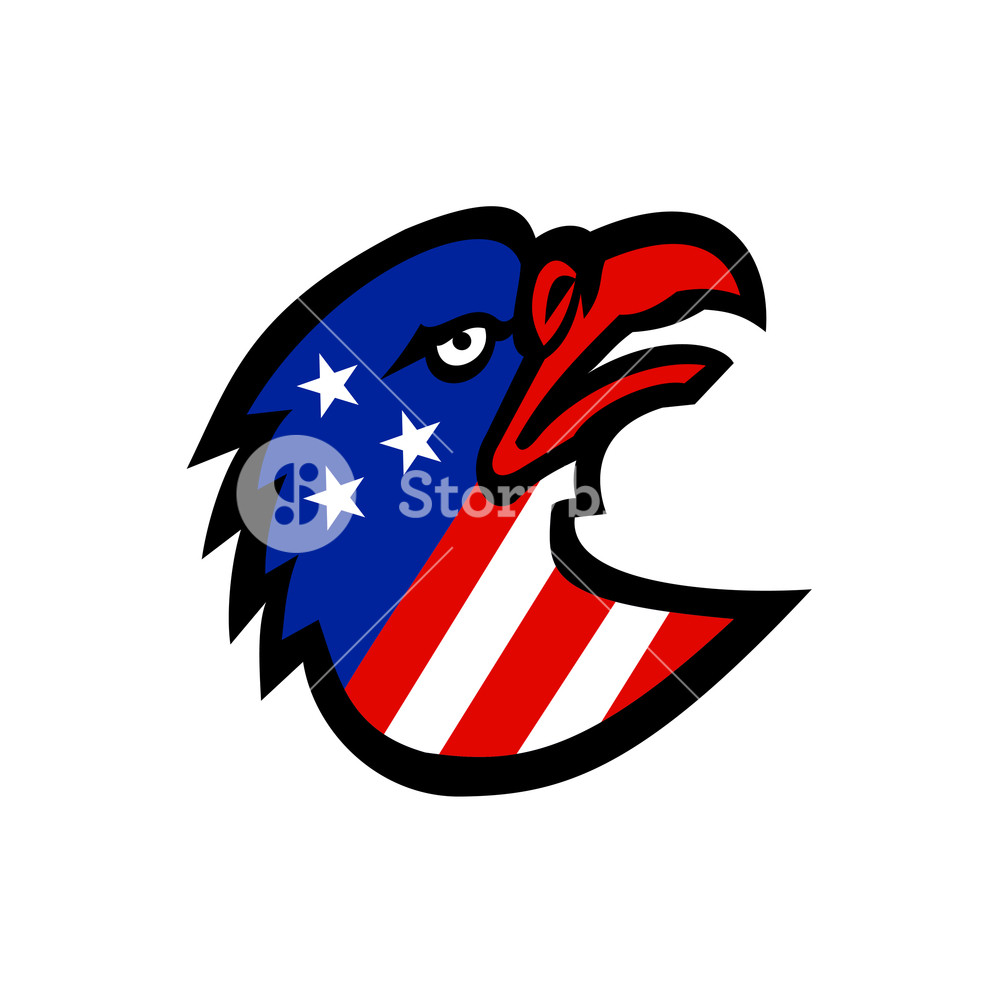 1000x1000 Mascot Icon Illustration Of Head Of A Bald Eagle With Star