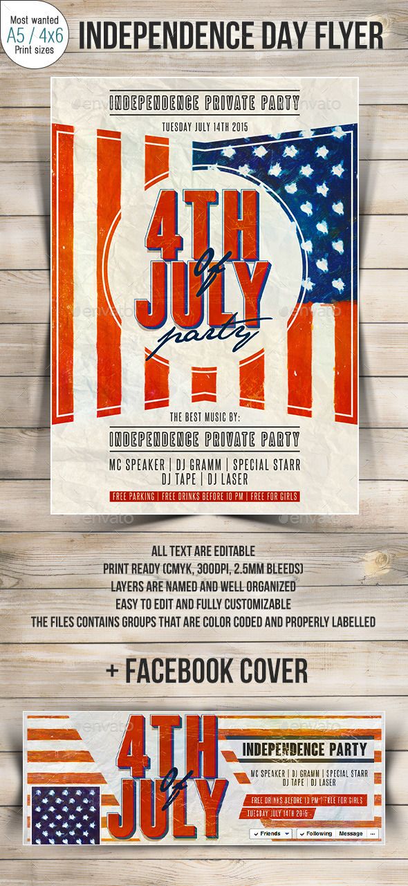 590x1281 Us Flag Of July Party Flyer Fonts Logos Icons