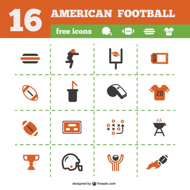 626x626 American Football Icons Collection Vector Free Download