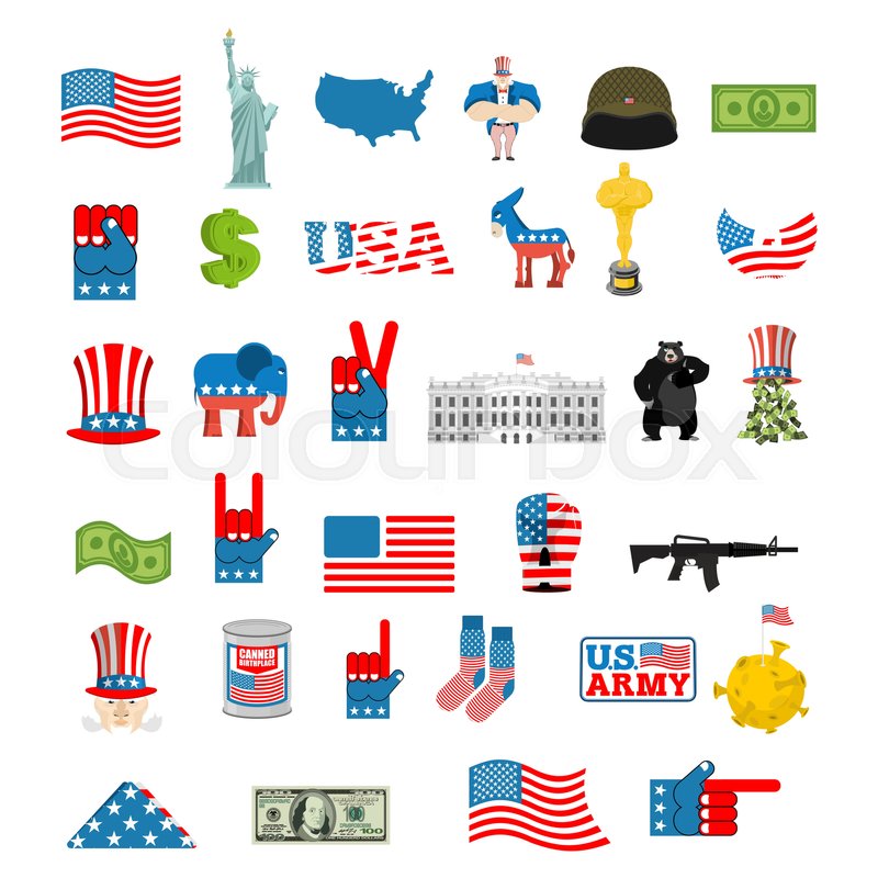 800x800 American Icon Set National Sign Of Stock Vector Colourbox