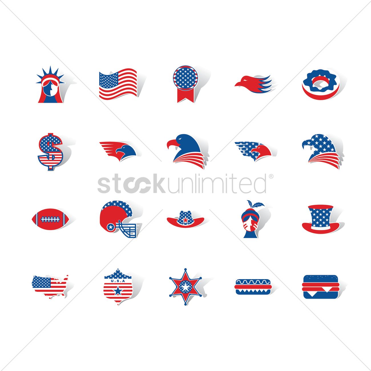 1300x1300 Set Of American Icons Vector Image