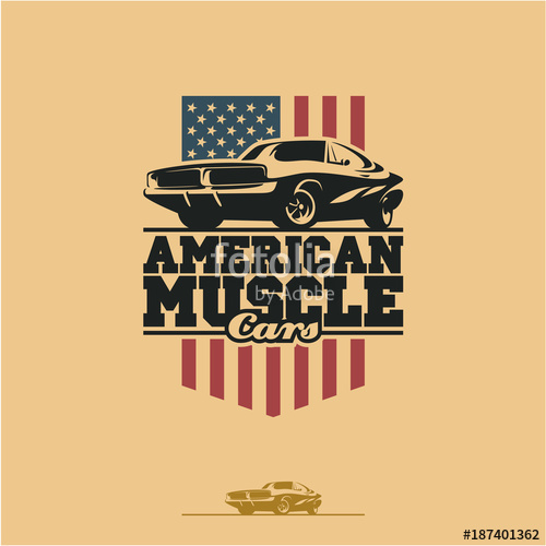 500x500 American Muscle Cars Label, Vector Muscle Car Icon Stock Image