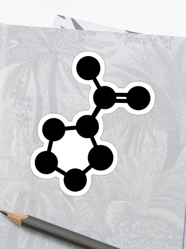750x1000 Proline Amino Acid Molecule, Flat Icon Style Sticker