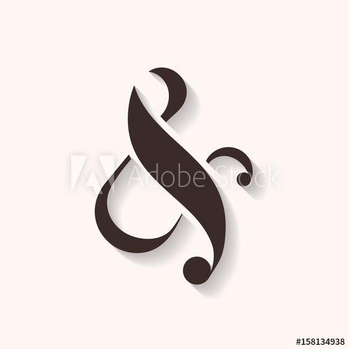 500x500 Ampersand Icon With Shadows, Vector Illustration