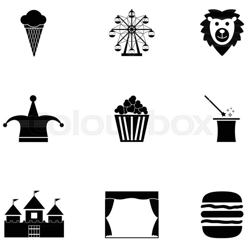 800x800 Amusement Park Icon Set Stock Vector Colourbox