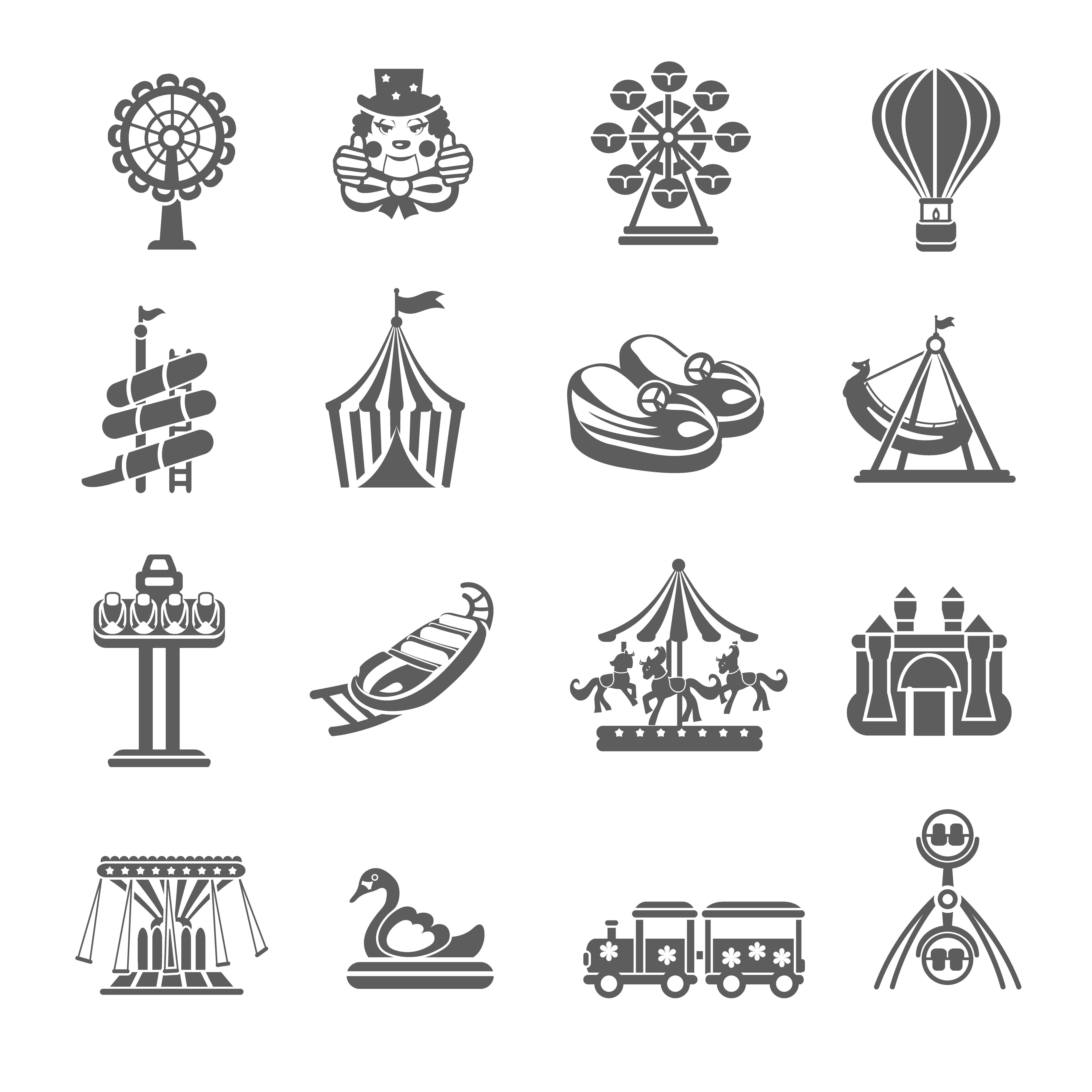 4500x4500 Amusement Park Icons Set