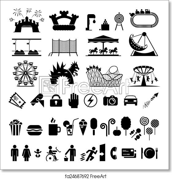 561x581 Free Art Print Of Amusement Park Icons Icons Set Fun