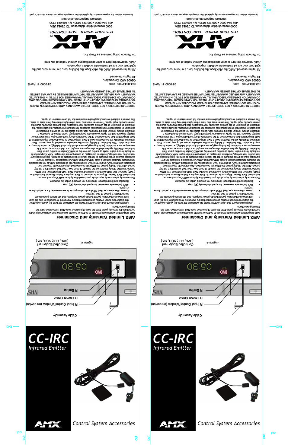 954x1475 Amx Infrared Emitter Cc Irc User Manual Pages