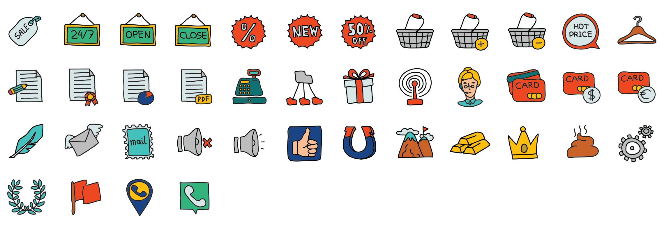 Hand Drawn Doodle Icon Set 2280x788 Hand Drawn Doodle Icon Set