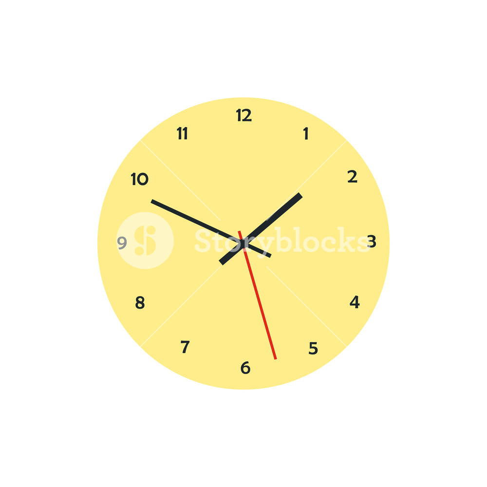 1000x1000 Round Analog Clock Face Icon In Flat Style On A White Background