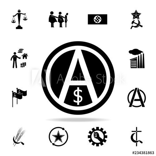 500x500 A Sign Of Anarchy And The Dollar Icon Detailed Set Of Communism
