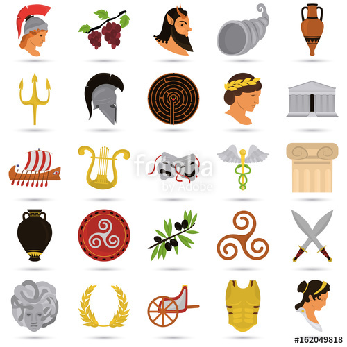 500x500 Ancient Greece Color Flat Icons Set For Web And Mobile Design