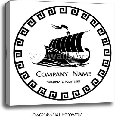 382x390 Ancient Greek Galley Logo Icon, Canvas Print Barewalls Posters