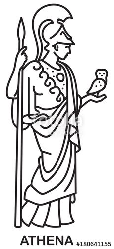 230x500 Athena, Ancient Greek Goddess Of Wisdom, Craft, And War Line Draw
