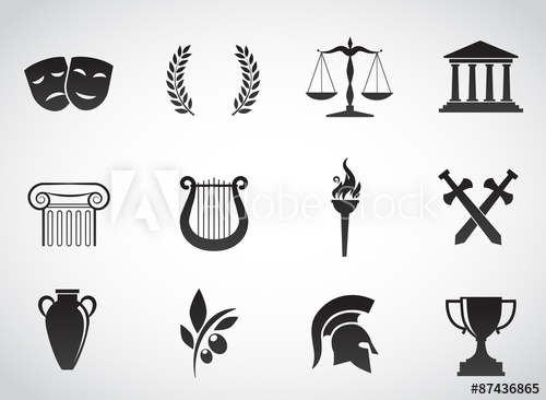 500x366 Greek, Ancient Icon Set Vector Art