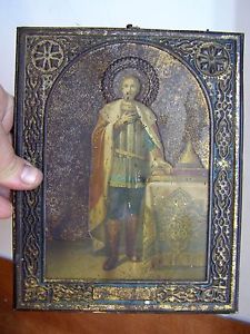 225x300 Ancient Icon Russian Orthodox Holy Prince Alexander Wood Copper Ebay