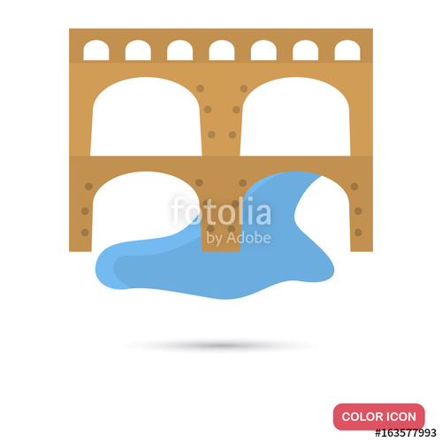 500x500 Ancient Rome Aqueduct Color Flat Icon For Web And Mobile Design