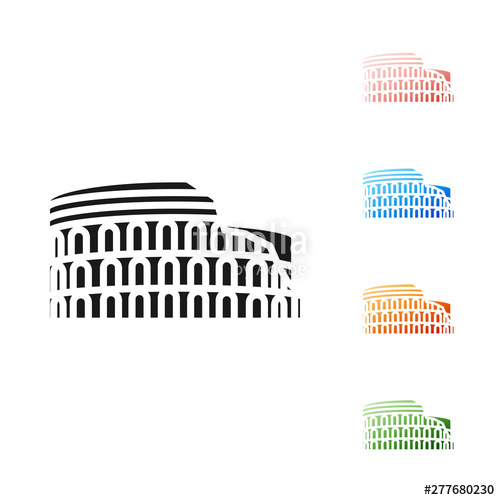 500x500 Black Coliseum In Rome, Italy Icon Isolated On White Background