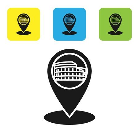 450x450 Black Map Pointer With Coliseum In Rome, Italy Icon Isolated