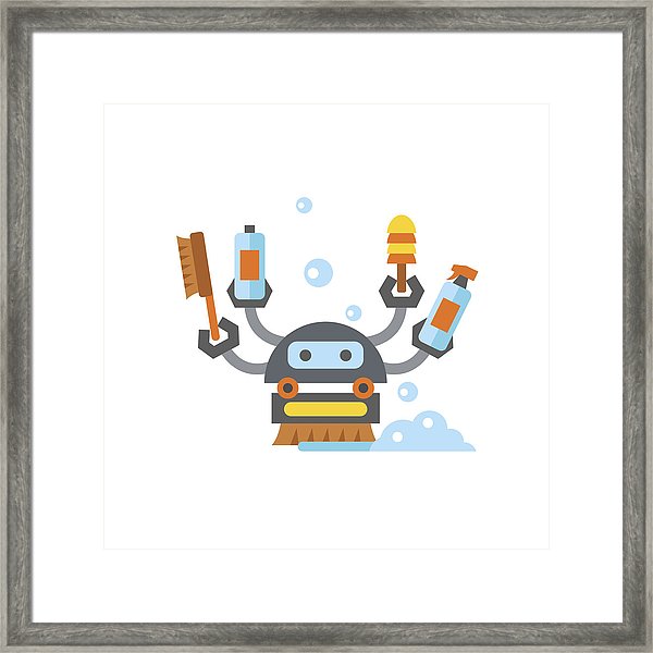 600x600 Android Housemaid Cleaning House Icon Framed Print