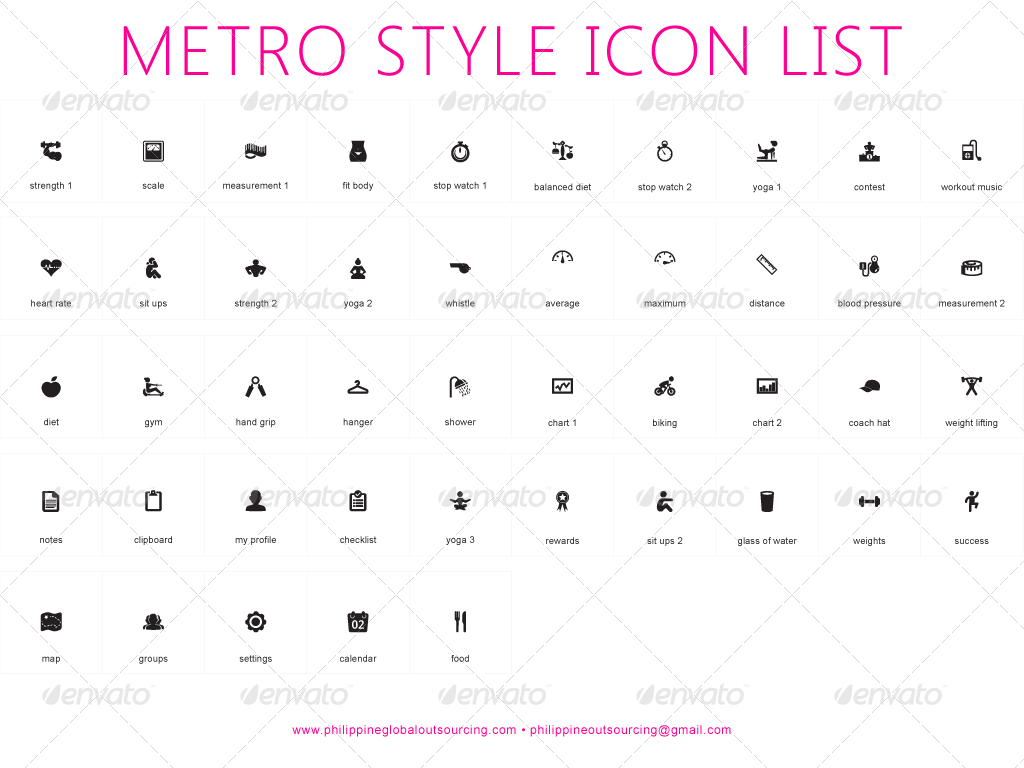1024x768 Fitness Icons Metro Style Retina Ready