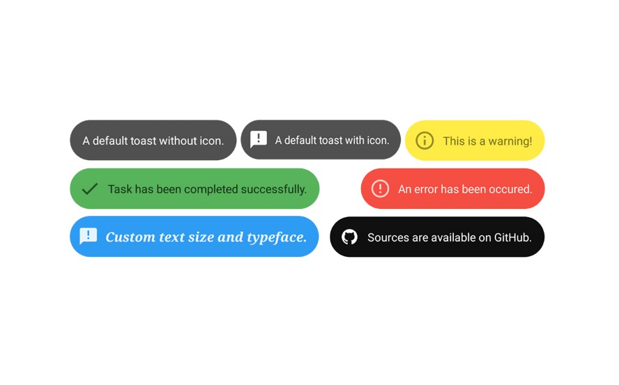 888x553 Custom Toasts With Color And Icon For Android