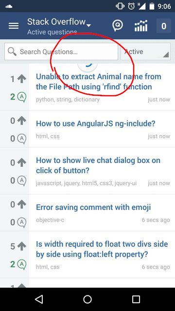 360x640 Search Bar Overlaps The Refresh Icon