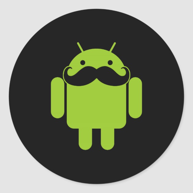 Android Robot Icon Moustache On Black Classic Round Sticker 630x630 Android Robot Icon Moustache On Black Classic Round Sticker