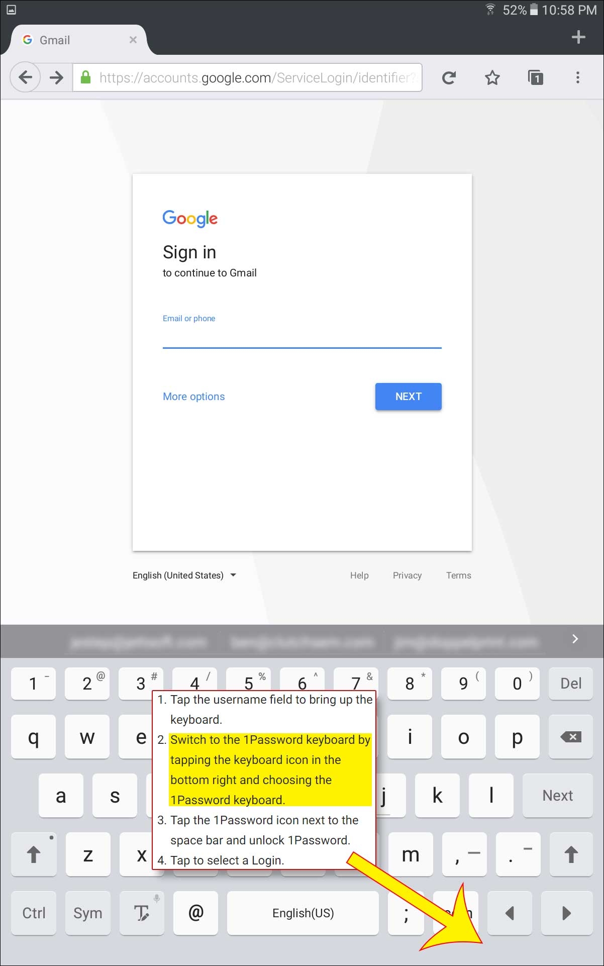 1202x1922 Samsung Galaxy Tab A Keyboard Icon In The Bottom Right Is