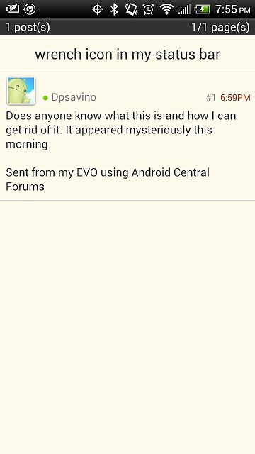360x640 Wrench Icon In My Status Bar