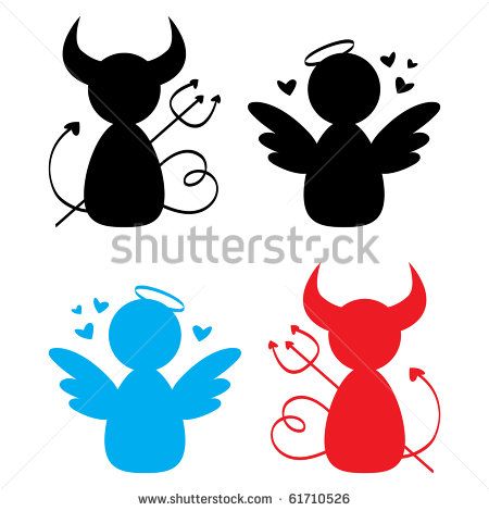 450x470 Angel And Devil Icons Painting Ideas Silhouette Portrait