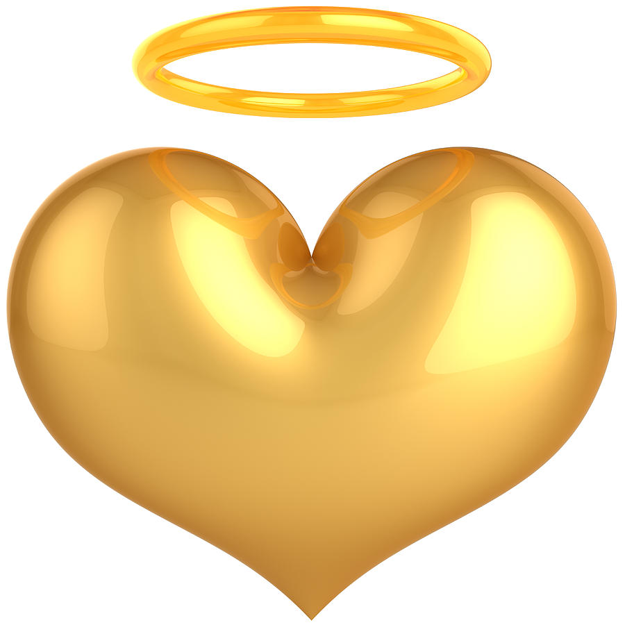 900x900 Gold Heart Shape With Aura Halo Angel Saint Love Icon Photograph